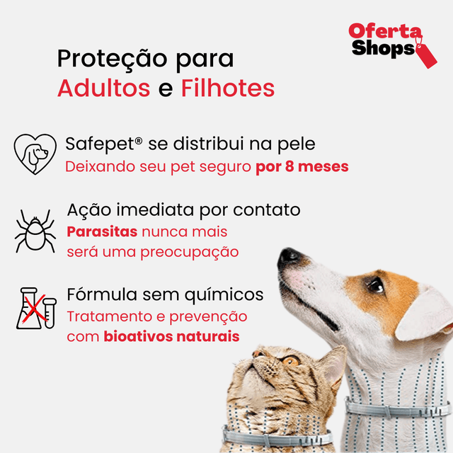 SafePet - Colar Anti Parasitas Premium [8 meses de proteção]